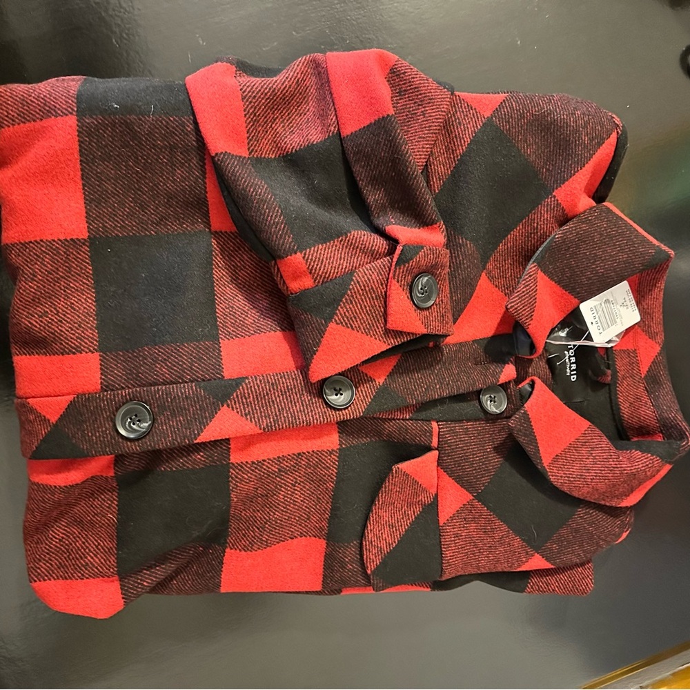 NWT Torrid Red and Black Checkered Utility Shacket Jacket - Picture 10 of 12